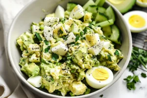 Avocado and egg salad with herbs – healthy protein breakfast by Green-Salad.net