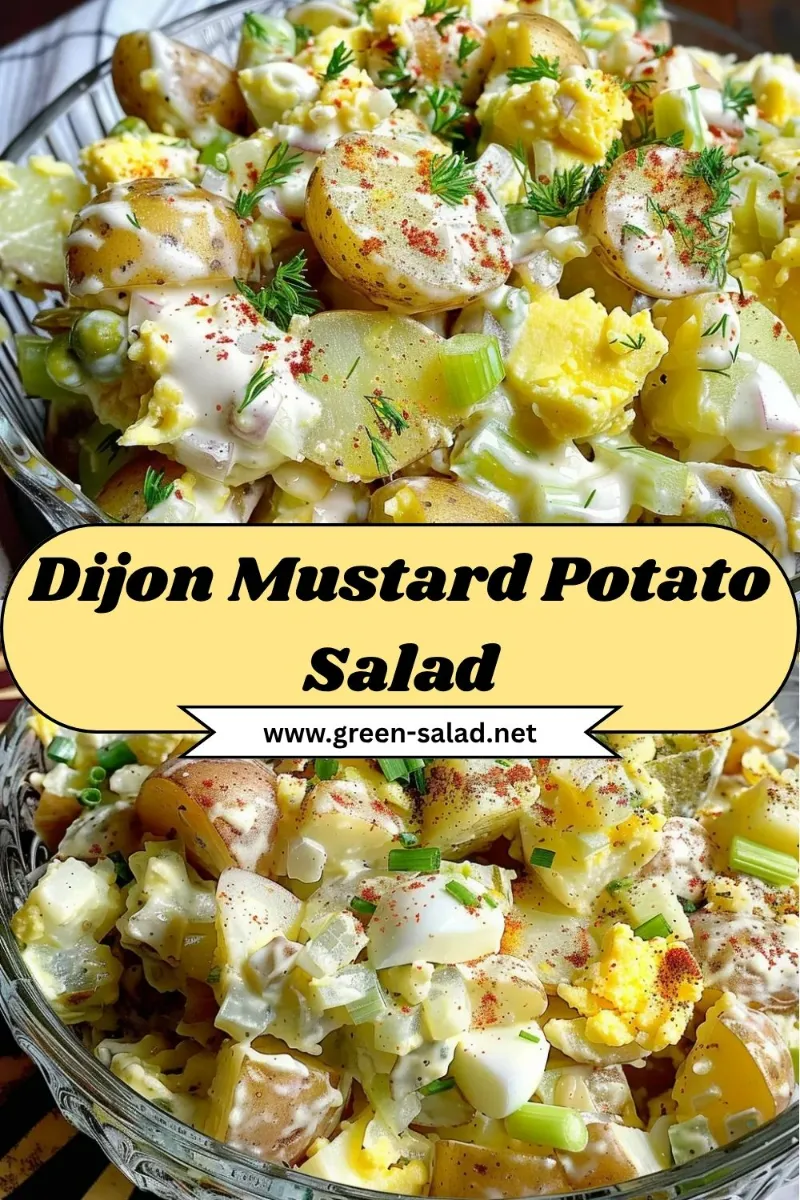 Dijon Mustard Potato Salad with creamy dressing, Yukon Gold potatoes, eggs, celery, and dill – fresh summer side dish from Green Salad.